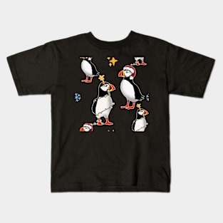 Puffins in Christmas Gear Kids T-Shirt